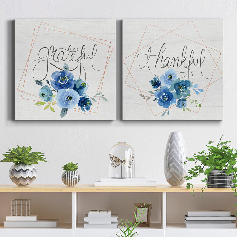 Grateful - Ensemble de 2 reproductions d'art sur toile tendue, H 32 po x l 64 po x P 1 po