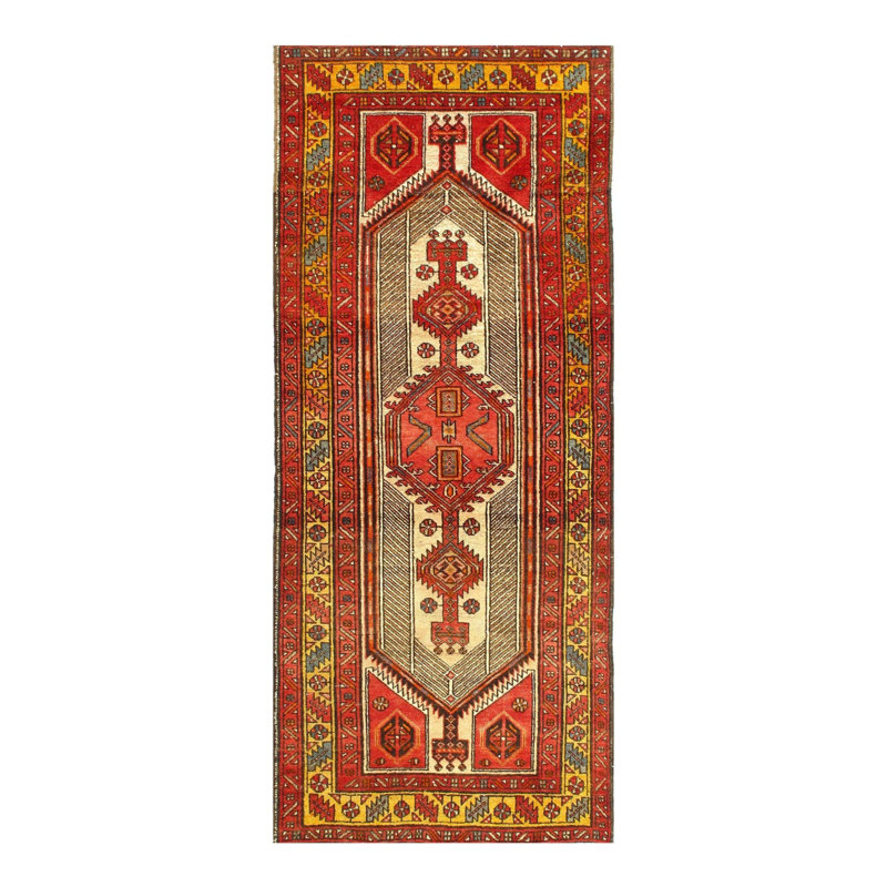 Tapis de couloir en laine et en coton noué à la main 3 pi 5 po x 8 pi Oriental