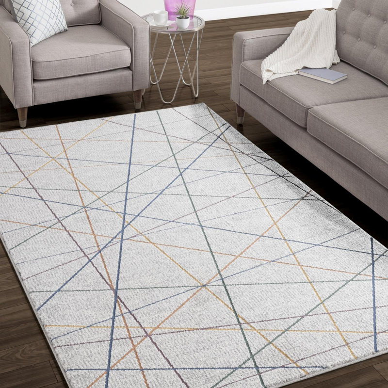 Abstract Lines Area Rug, Rectangle 7'9" x 10'6"