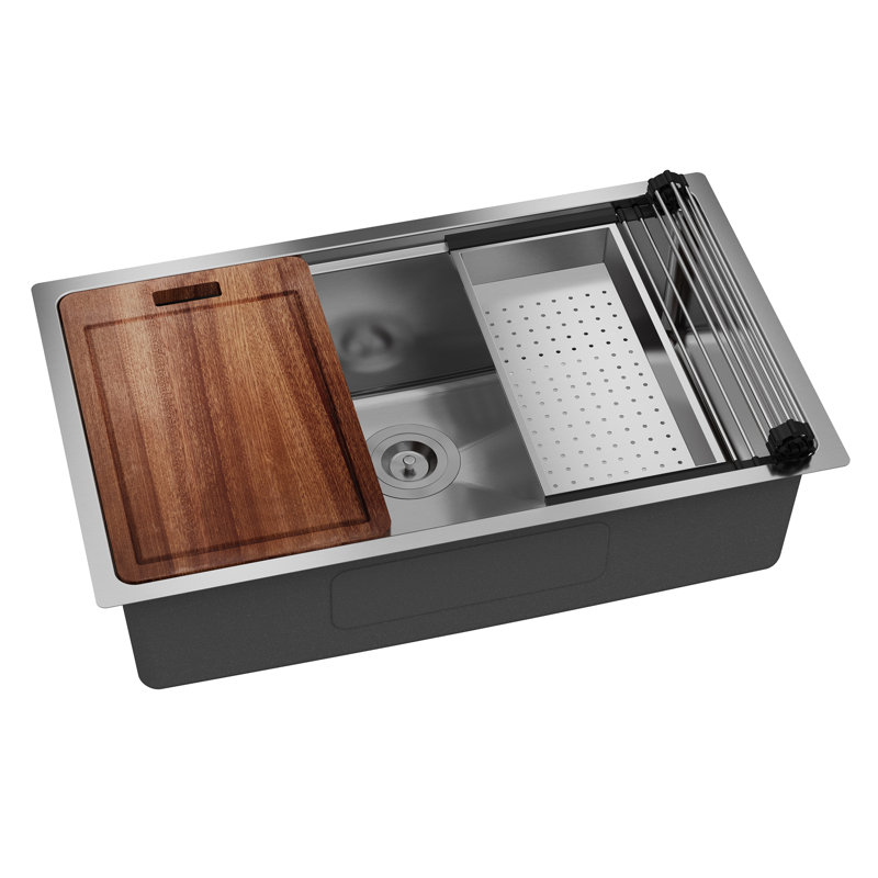 Évier de cuisine encastré avec accessoires L 31 po x l 19 po