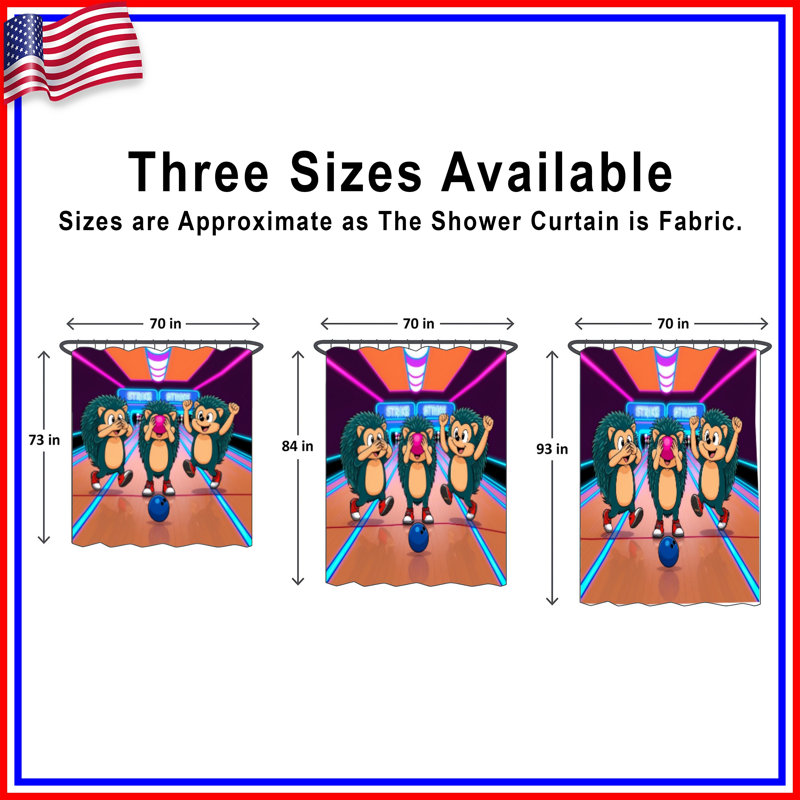 Cartoon Hedgehogs Bowling Shower Curtains Extra Long, 70in W x 72in H