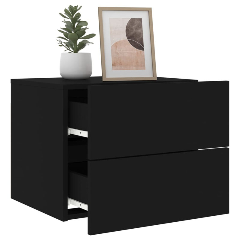Bonts 50cm W Bedside Table, Black, Individual