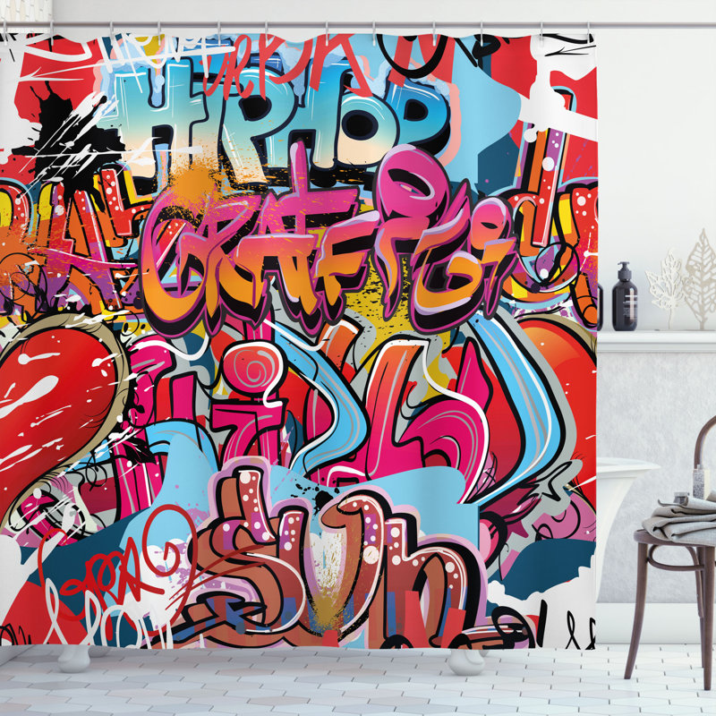  Rideau de douche graphique, H 69 po x l 105 po