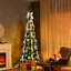 Arbre de Noël artificiel escamotable 7 pi, PVC vert, 200 DEL blanc chaud, télécommande, or et argent