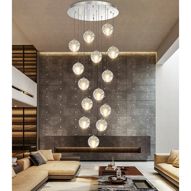 Lustre en forme de globe à 14 lumières Hurleigh, Chrome chrome