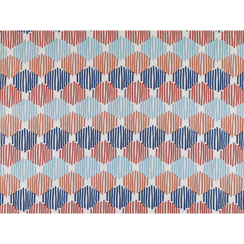 Tissu Alhambra, Bleu / Orange