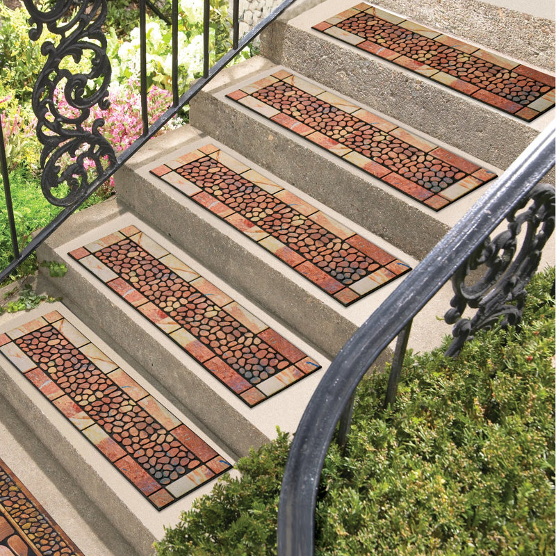 Terracotta Rubber and Polyester Stone Pebble Stair Tread