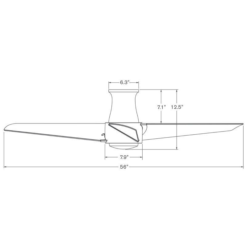 Ambit Flush Mount Ceiling Fan, Mahogany, Matte White, Wall Control