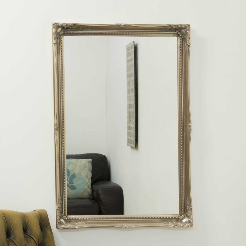 Alexandro Wood Flat Mirror, 86cm H x 60cm W, Silver