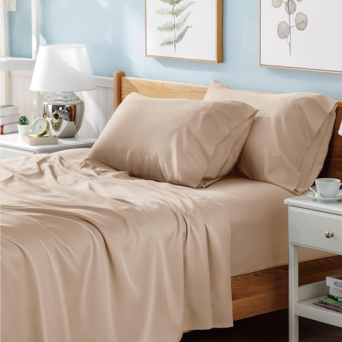 Ranarda Cotton Blend Percale Flat Sheet, Super King (6'), Beige