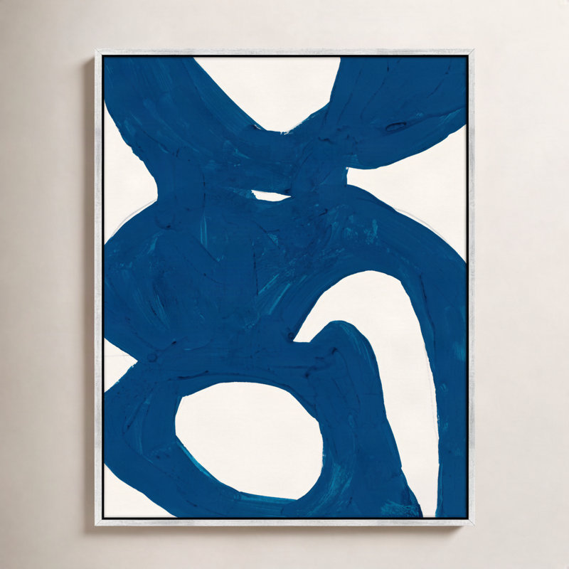 Blue Harmony 1 By Andrea Stokes - Framed Wall Art, 38" H x 30" W x 1.375" D, Silver Framed