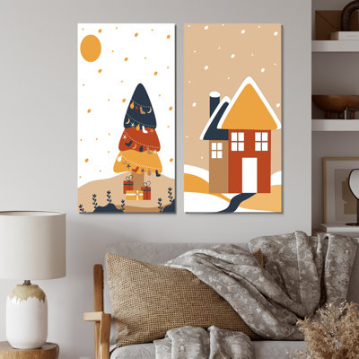 «Christimas Scene in Retro Colors I», ensemble de 2 impressions