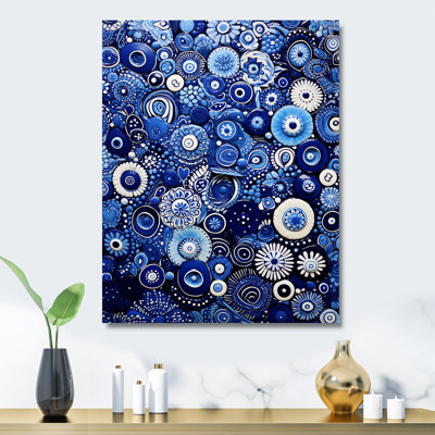 Art Deco Blue Tile Elegance 1 - Abstract Tile Metal Wall Art