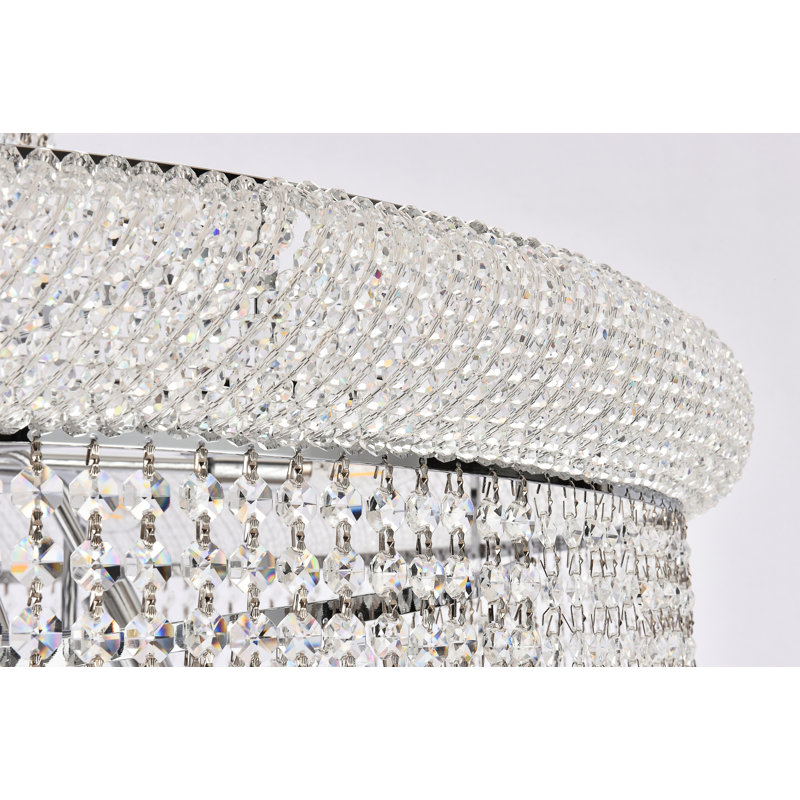 Lustre unique à niveaux 32 lumières avec accents de cristal Sterns, Chrome