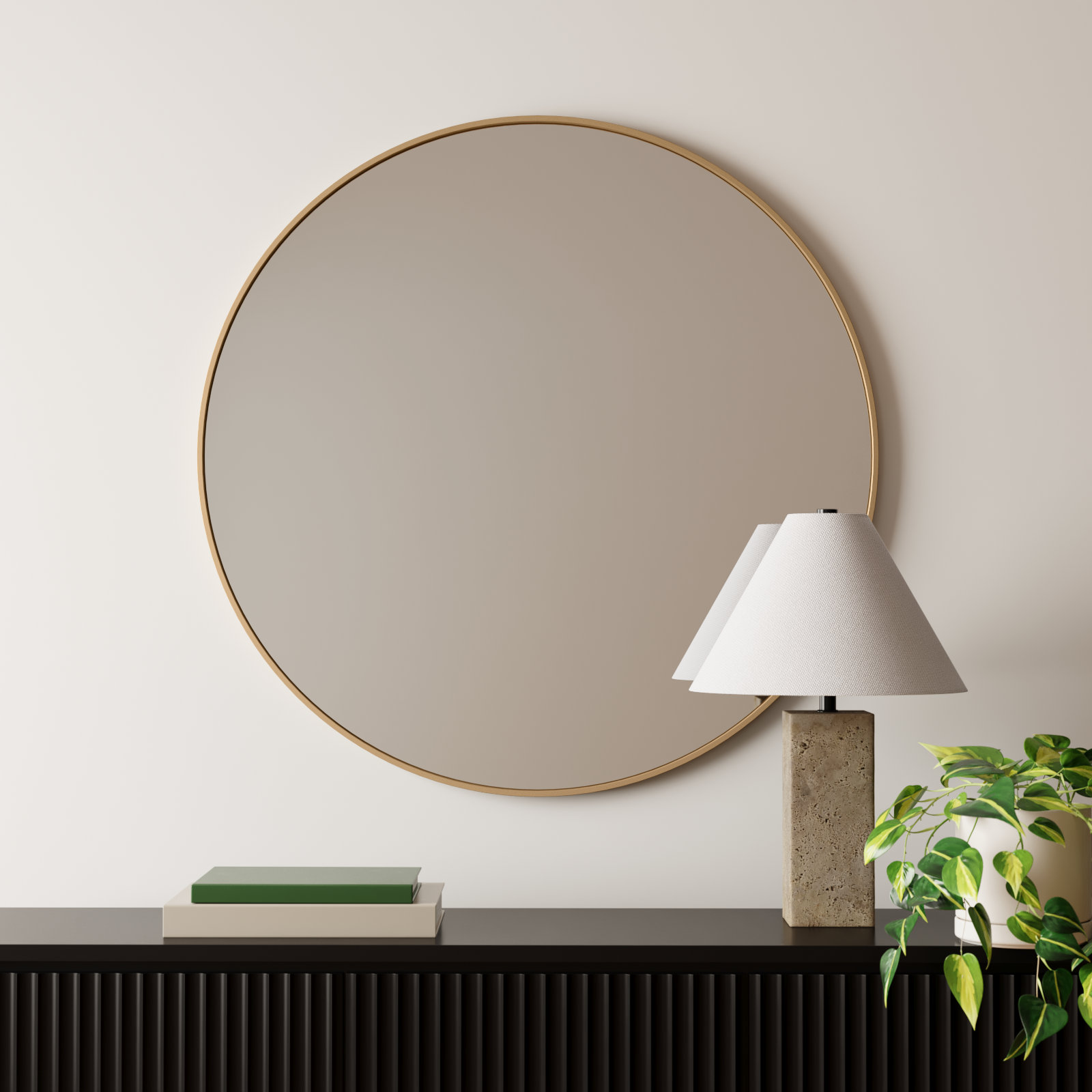Sabine Metal Round Wall Mirror, 48" x 48", Brass
