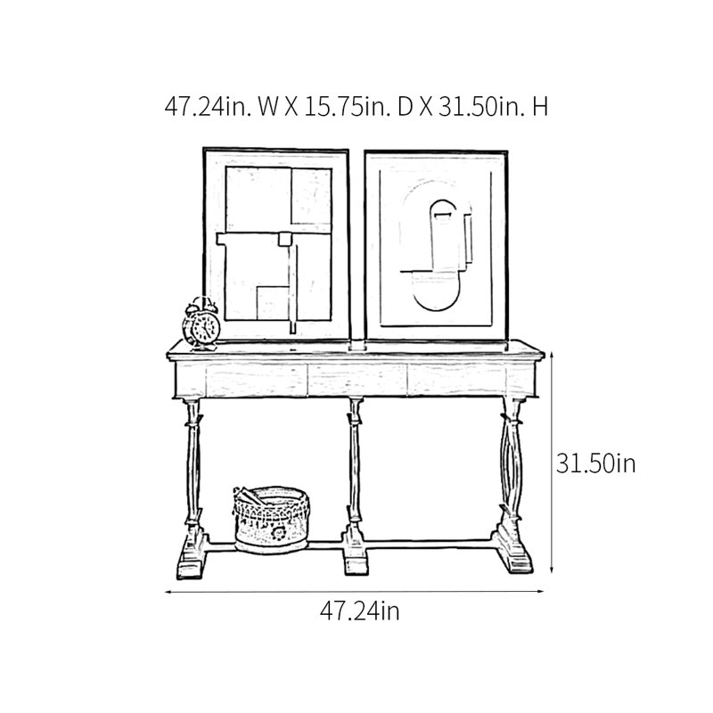 Console Retro Classical, Brun, H 31,5 po x l 47,24 po x P 15,75 po