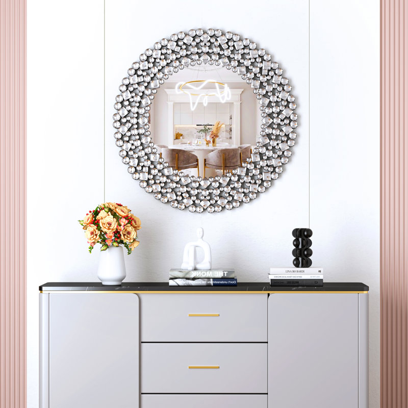 Miroir mural rond en cristal 34 po Rillamas