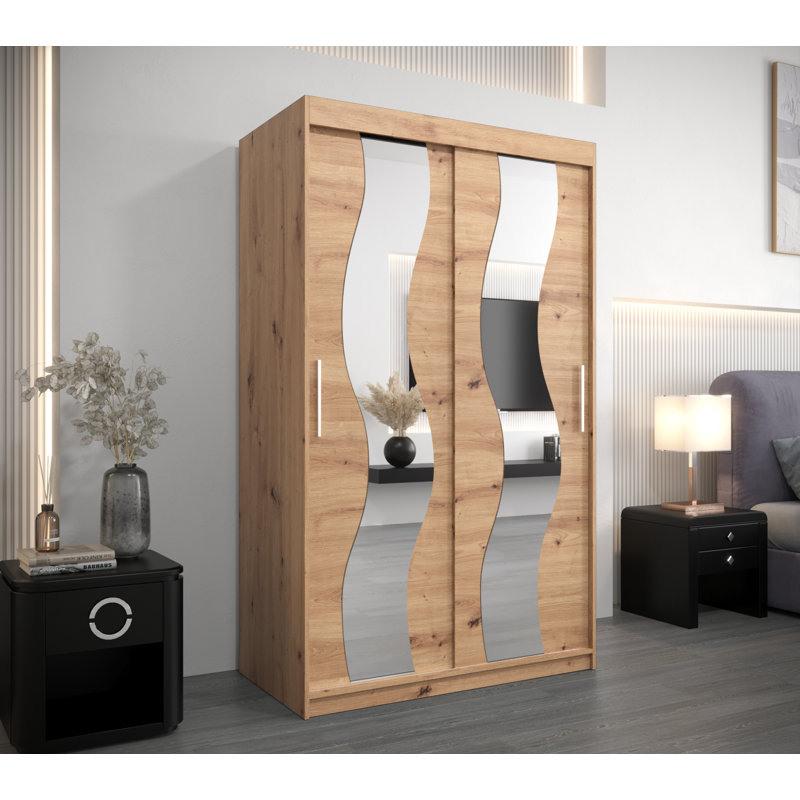 Aanayah 2 Door Solid + Manufactured Wood Wardrobe, Artisan Oak
