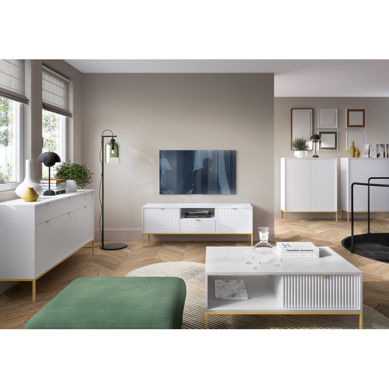 Iriyana 154cm Sideboard, White/Golden