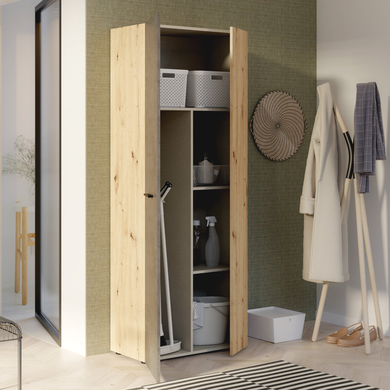 Shilu 2 Door Manufactured Wood Wardrobe, Grey/Oak