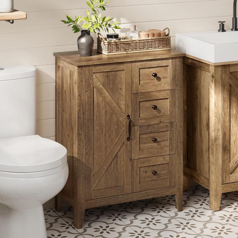Armoire de salle de bain Farmhouse, Brun miel