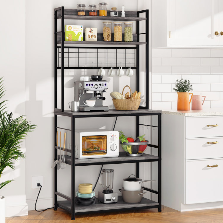 Gonave 31.5'' Standard Baker's Rack with Wide Storage Shelf and Power Outlet