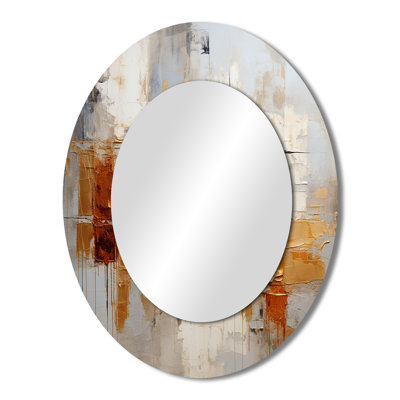 Transcendent Textures V - Abstract Oval Decorative Mirror On Metal