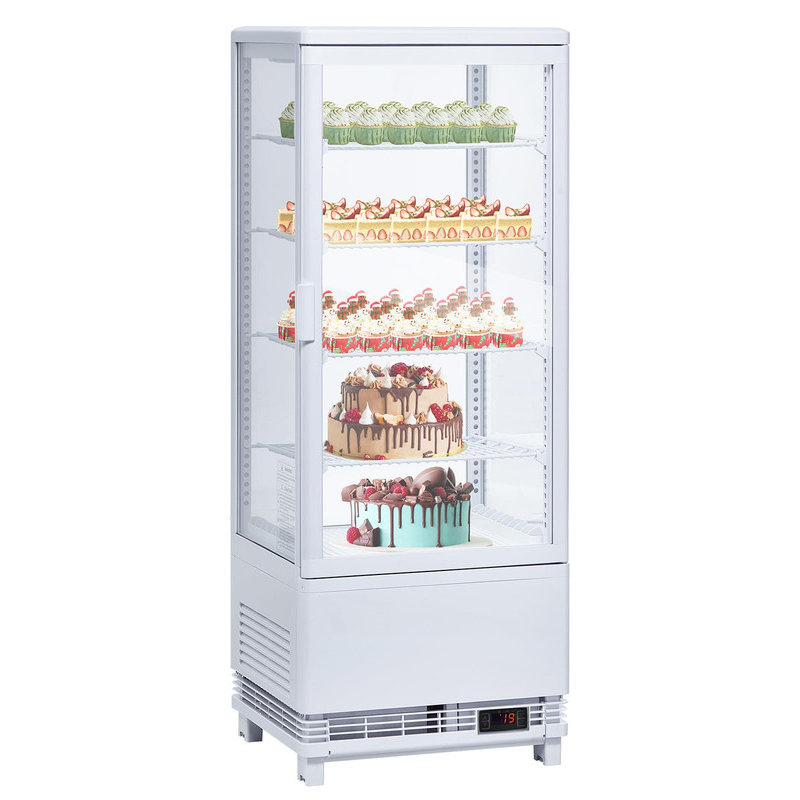 Commercial Countertop Pastry Display Refrigerator 3.5 Cu.Ft Cake Showcase with LED Lighting Lockable Glass Door for Bakery Cafe
