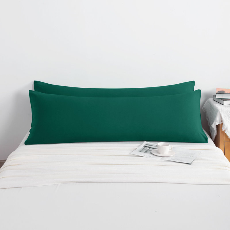2PC Hypoallergenic Microfiber body pillowcase, Dark Green