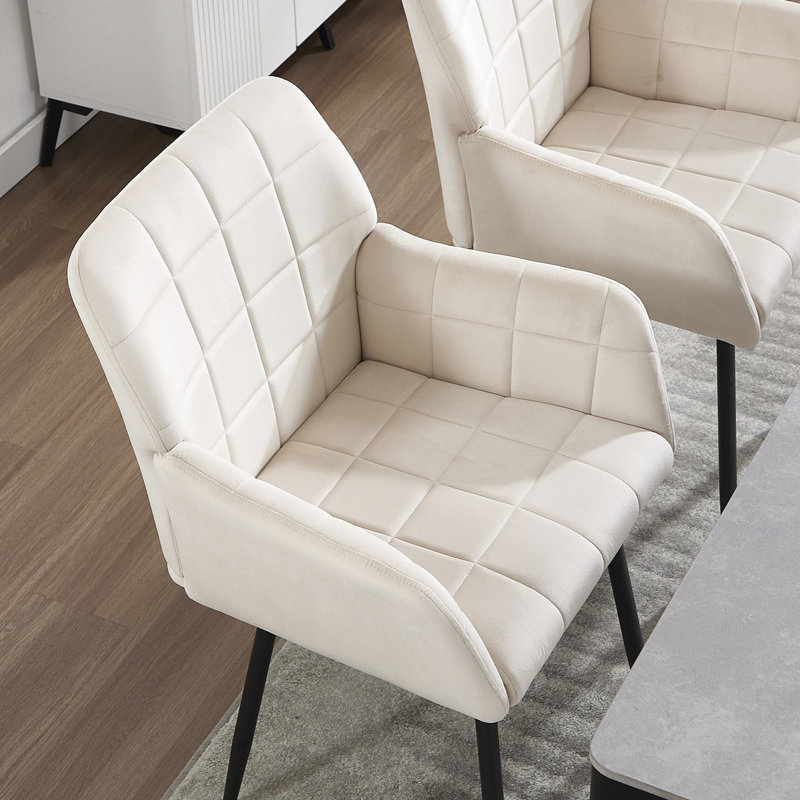 Chaise de salle à manger en velours crème 1 pièce avec - Confortable, ergonomique, pour la cuisine et le salon, couleur d'assemblage facile, ergonomique, fabrication, à assembler