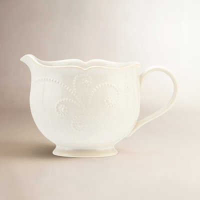 French Perle White Stoneware Pitcher