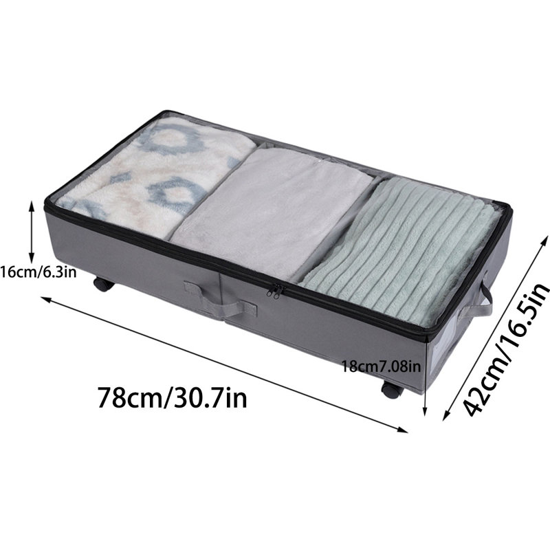 2-in-1 Under Bed Storage With 360° Rotating Wheels,removable Metal Storage Organizer,1 Pack