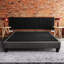 Base de lit plateforme de 14 po pour grand lit, tapissier gris foncé, contemporain, sans sommier tapissier, base de matelas,