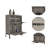 Morganna 43-inch Tall Bar Cabinet with 6 Wine Cubbies, Rack, and Double Door, Light Gray