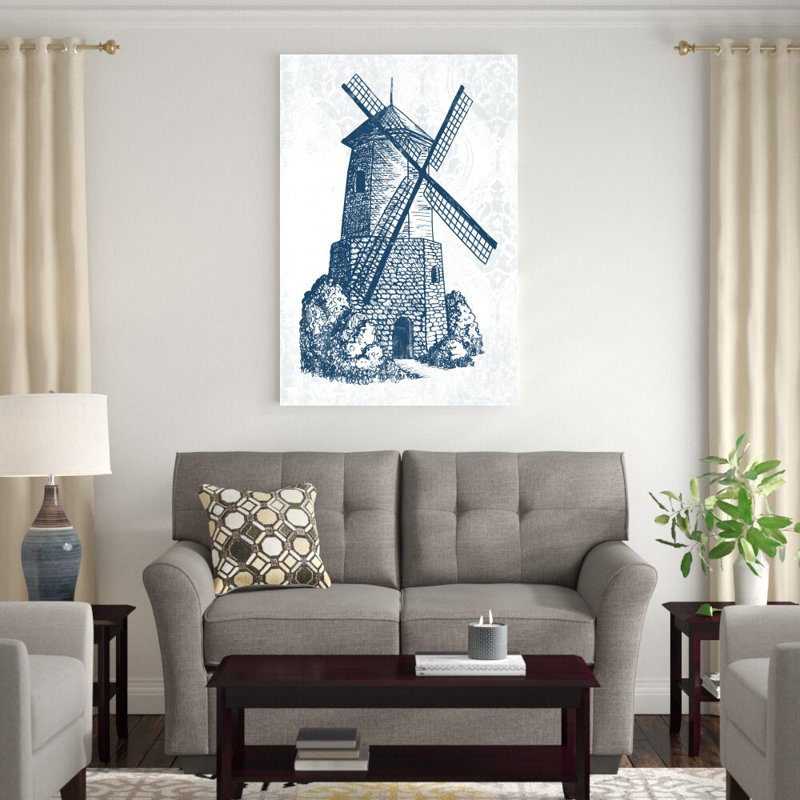 Impression sur toile bleu marine Windmill, H 48 po x l 32 po