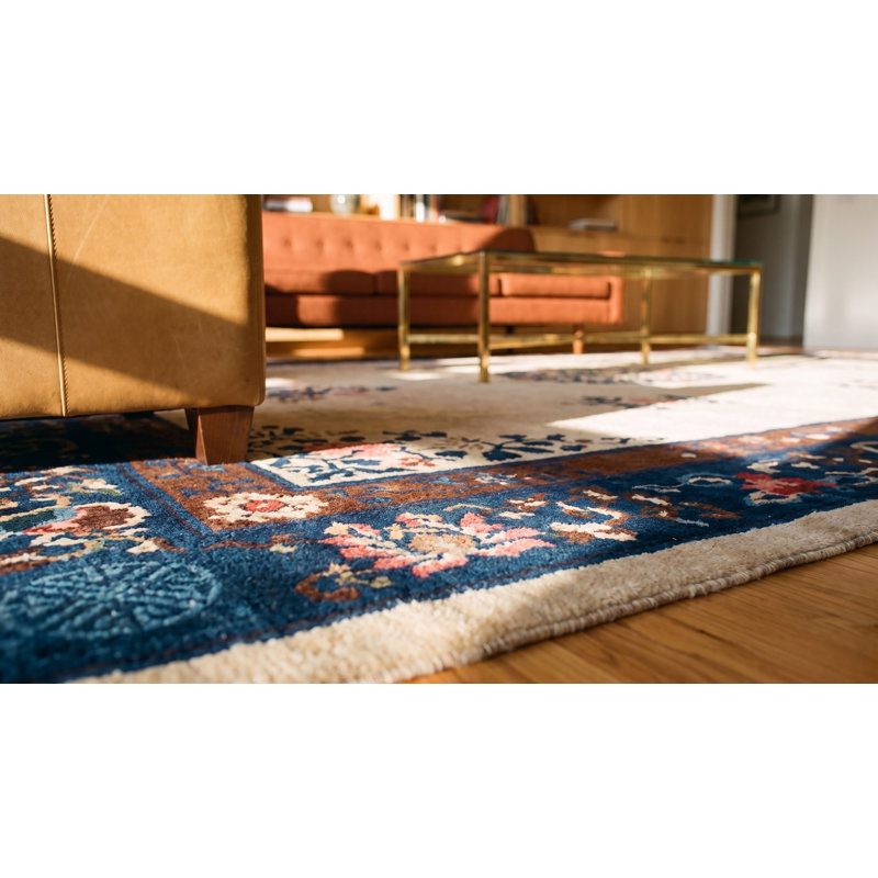 Tapis antique ivoire à médaillon chinois antique des années 30