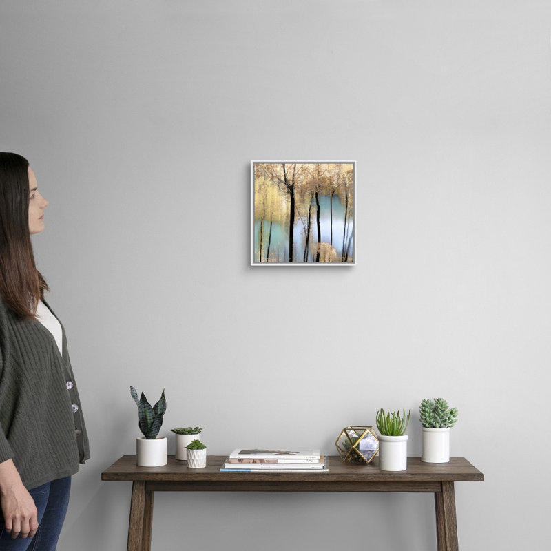 «Pastel Pond» par Alex Hanson - reproduction d'art sur toile, H 14 po x l 14 po x P 1,75 po, Toile encadrée flottée blanche