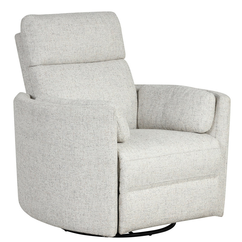 Bre 40" W Polyester Upholstered Swivel Recliner, Natural Beauty Quartz Chenille
