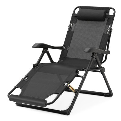 Petulah Outdoor Folding Lounge Chair Recliner, Extra Wide Reclining Chair with Adjustable Backrest