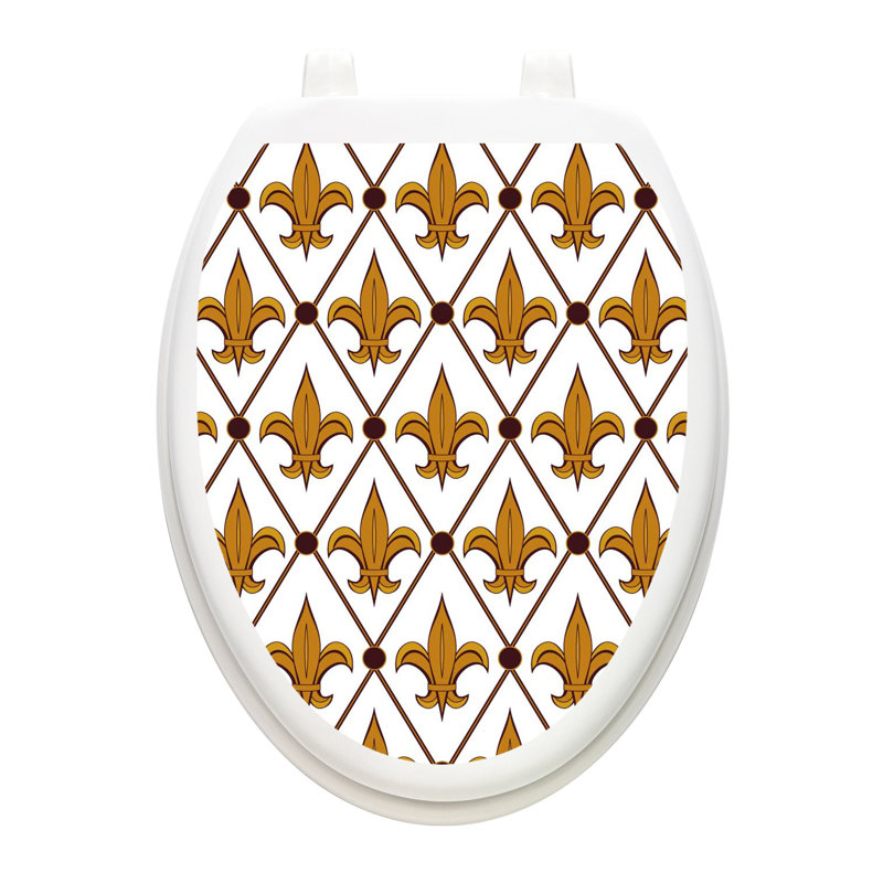 Adhésif décoratif classique pour siège de toilette Fleur-De-Lis, Allongé