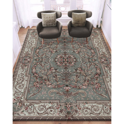 Tapis rectangulaire en laine noué à la main