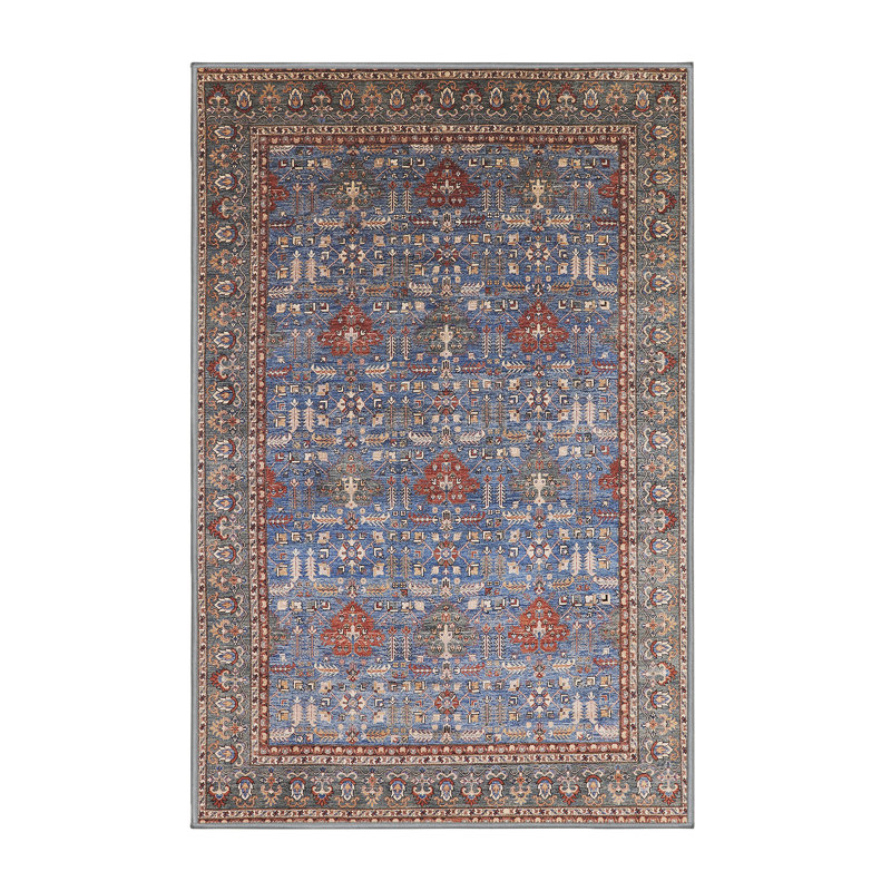 Tapis oriental gris / rouge / bleu, Tapis de couloir 2 pi x 5 pi