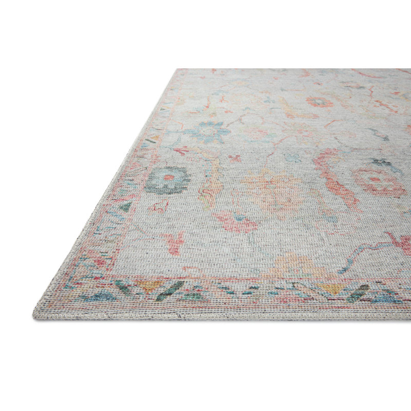 Elysium Faded Floral Blue Synthetic 7'-6" x 9'-6" Area Rug