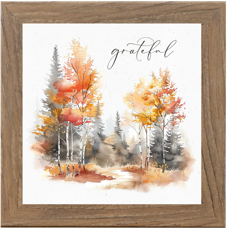 «Grateful Autumn Fall Leaves», art encadré, Table agricole