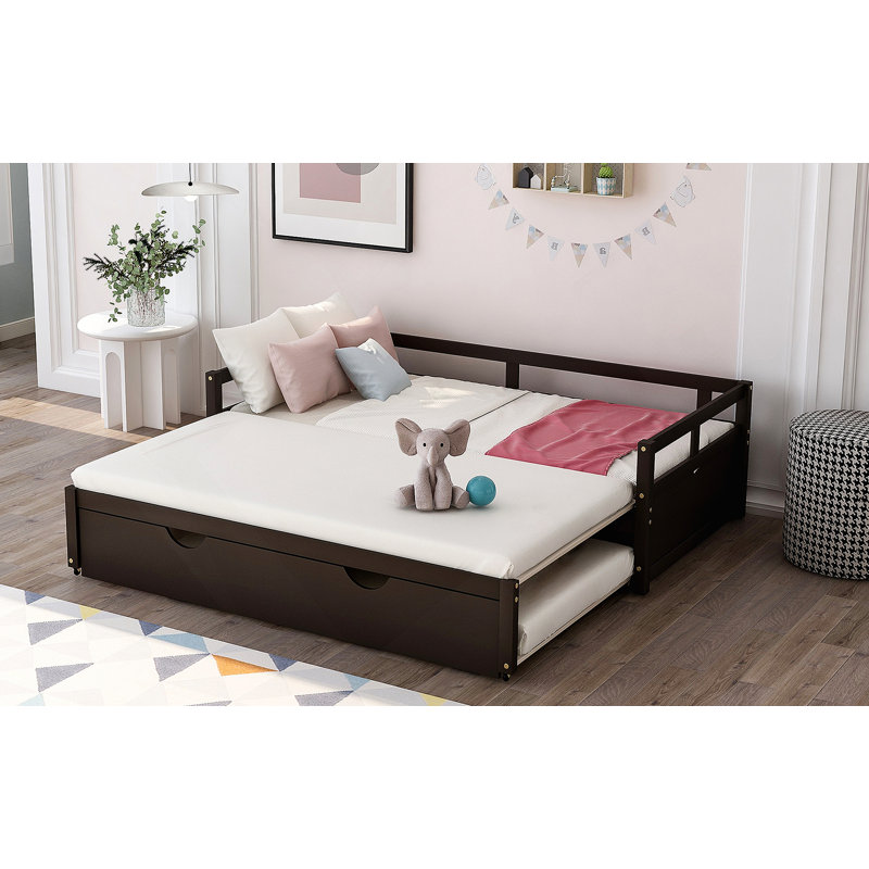 Extending Daybed With Trundle, Wooden Daybed With Trundle, Espresso