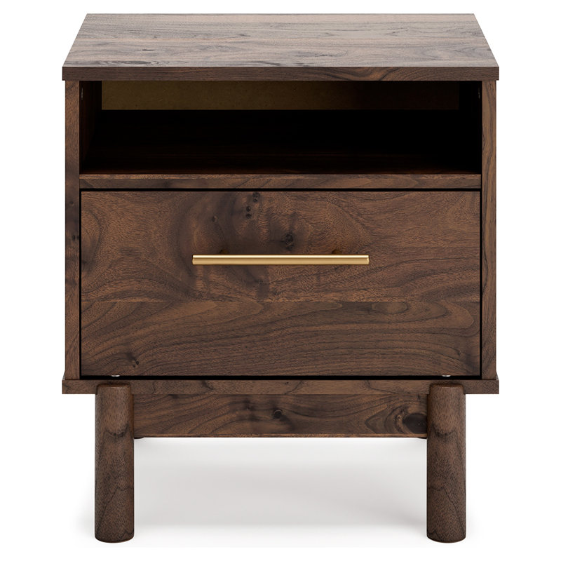 Calverson Transitional Dark Brown Walnut Grain 1-Drawer Nightstand
