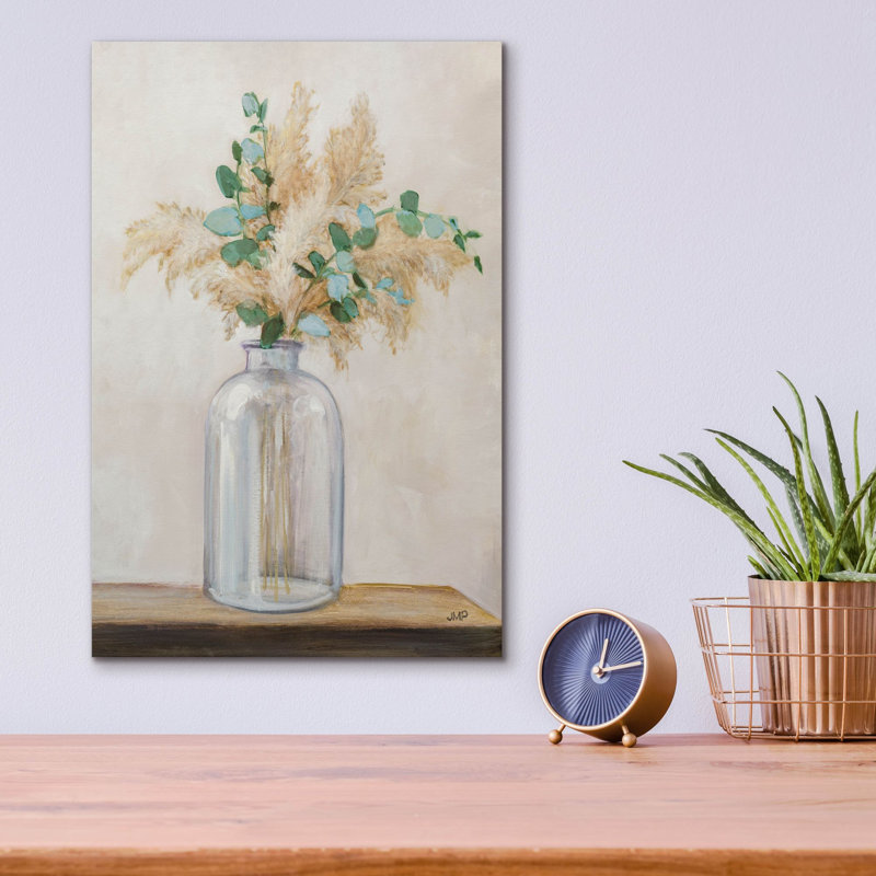 «Pampas and Eucalyptus Bouquet» par Julia Purinton, art mural en verre acrylique, H 16 po x l 12 po x P 0,13 po