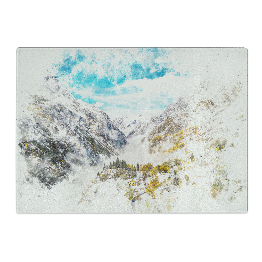 Tempered Glass Mountain View in France Chopping Board