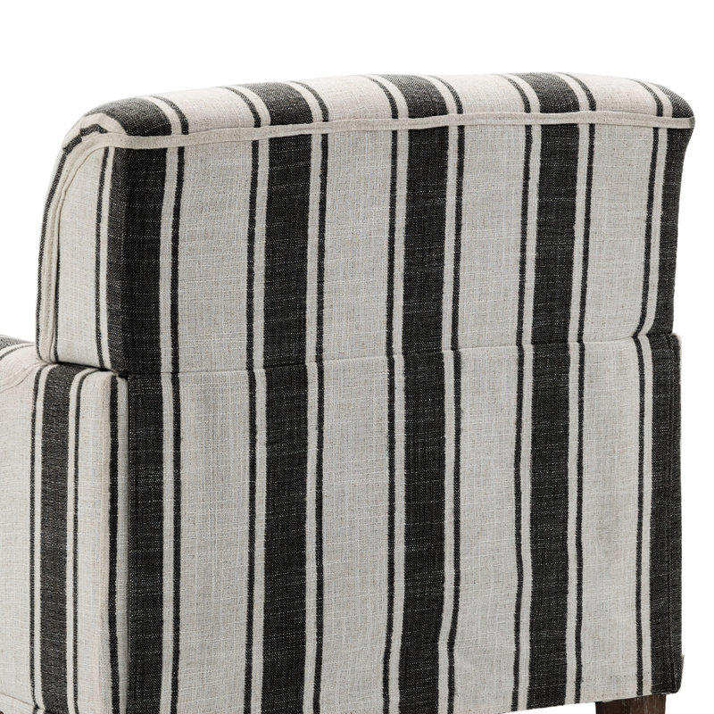 Arian 73 Cm Wide Cotton Armchair, Black Stripe Linen Blend