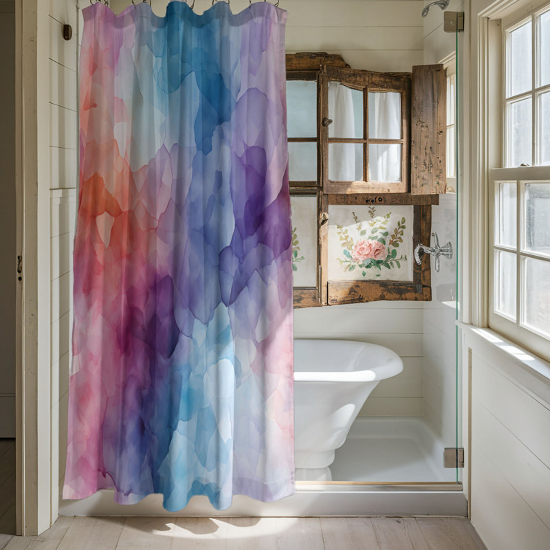 Rideau de douche Watercolor Rainbow - Premium, H 74 po x l 71 po